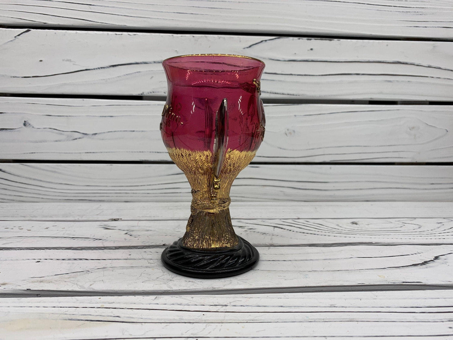 Antique Chalice, 1908 Shriner's Cup by Westmoreland, Ruby Color With Gold Color Accents -Located at Funkyhouse Vintage Antique Store, Weiser Idaho