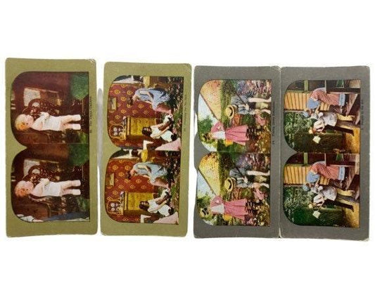 Antique Stereoscope Slides, Lot of 4 Funny Stereoviewer Cards, Vintage Ephemera, Scrapbooking Cards -Located at Funkyhouse Vintage Antique Store, Weiser Idaho