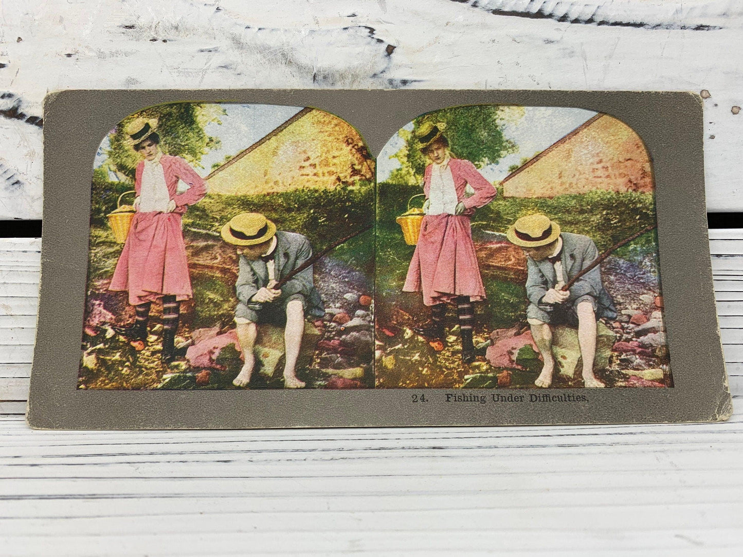 Antique Stereoscope Slides, Lot of 4 Funny Stereoviewer Cards, Vintage Ephemera, Scrapbooking Cards -Located at Funkyhouse Vintage Antique Store, Weiser Idaho