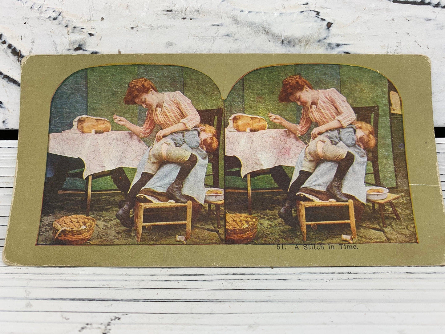 Antique Stereoscope Slides, Lot of 4 Mother Child Stereoviewer Cards, Vintage Ephemera, Scrapbooking Cards -Located at Funkyhouse Vintage Antique Store, Weiser Idaho