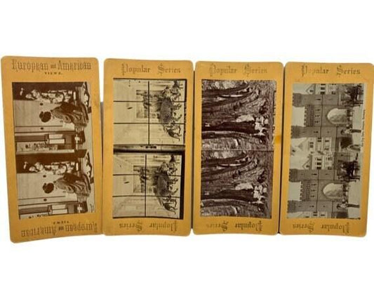 Antique Stereoscope Slides, Lot of 4 Popular Series Stereoviewer Cards, Vintage Ephemera, Scrapbooking Cards -Located at Funkyhouse Vintage Antique Store, Weiser Idaho