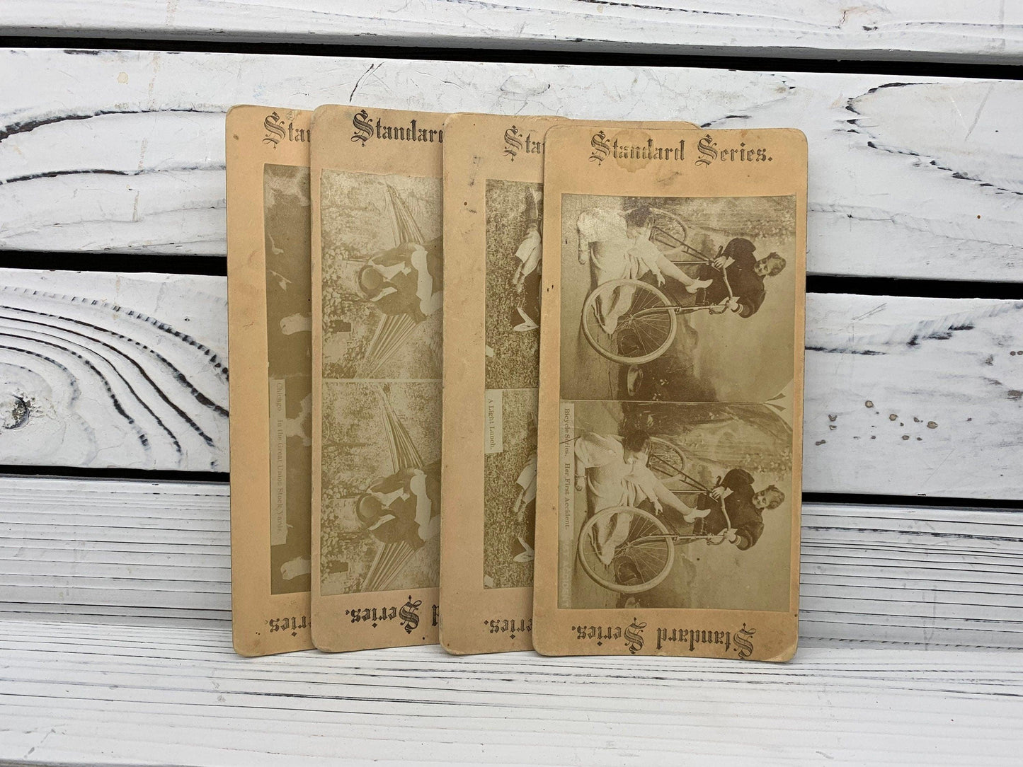 Antique Stereoscope Slides, Lot of 4 Standard Series Stereoviewer Cards, Vintage Ephemera, Scrapbooking Cards -Located at Funkyhouse Vintage Antique Store, Weiser Idaho