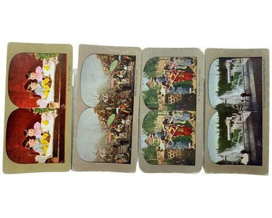Antique Stereoscope Slides, Lot of 4 Stereoviewer Cards, Various Vintage Ephemera, Scrapbooking Cards -Located at Funkyhouse Vintage Antique Store, Weiser Idaho
