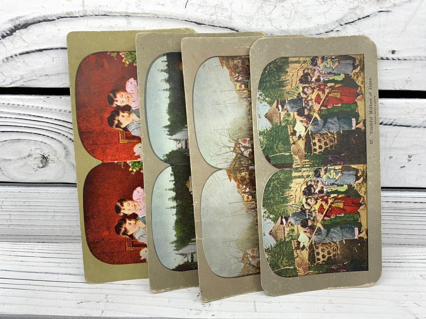 Antique Stereoscope Slides, Lot of 4 Stereoviewer Cards, Various Vintage Ephemera, Scrapbooking Cards -Located at Funkyhouse Vintage Antique Store, Weiser Idaho