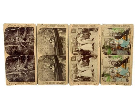Antique Stereoscope Slides, Lot of 4 Underwood & Underwood Publishers Stereoviewer Cards, Vintage Ephemera, Scrapbooking Cards -Located at Funkyhouse Vintage Antique Store, Weiser Idaho