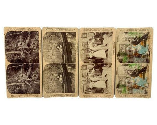 Antique Stereoscope Slides, Lot of 4 Underwood & Underwood Publishers Stereoviewer Cards, Vintage Ephemera, Scrapbooking Cards -Located at Funkyhouse Vintage Antique Store, Weiser Idaho