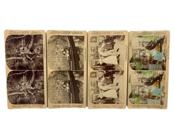 Antique Stereoscope Slides, Lot of 4 Underwood & Underwood Publishers Stereoviewer Cards, Vintage Ephemera, Scrapbooking Cards -Located at Funkyhouse Vintage Antique Store, Weiser Idaho