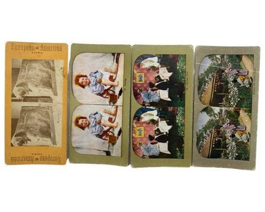 Antique Stereoscope Slides, Lot of 4 Various Stereoviewer Cards, Vintage Ephemera, Scrapbooking Cards -Located at Funkyhouse Vintage Antique Store, Weiser Idaho
