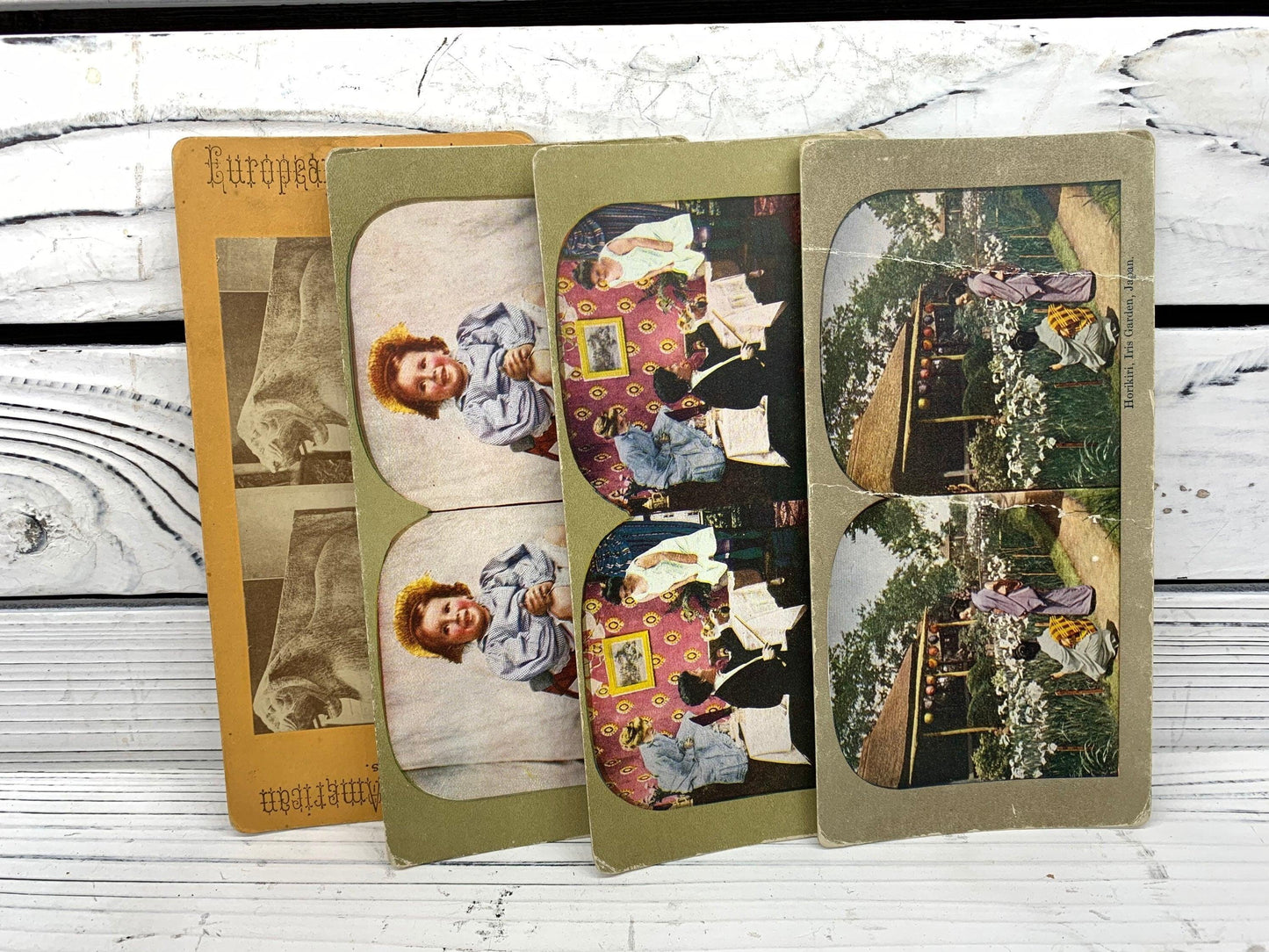 Antique Stereoscope Slides, Lot of 4 Various Stereoviewer Cards, Vintage Ephemera, Scrapbooking Cards -Located at Funkyhouse Vintage Antique Store, Weiser Idaho