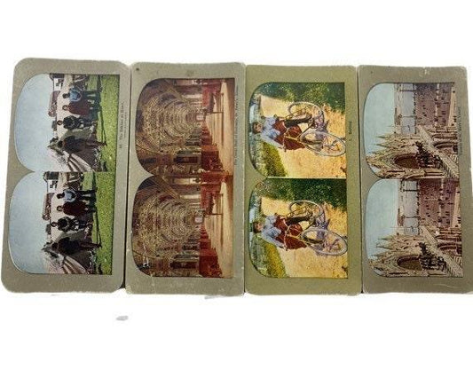 Antique Stereoscope Slides Variety Pack, Lot of 4 Stereoviewer Cards, Vintage Ephemera, Scrapbooking Cards -Located at Funkyhouse Vintage Antique Store, Weiser Idaho