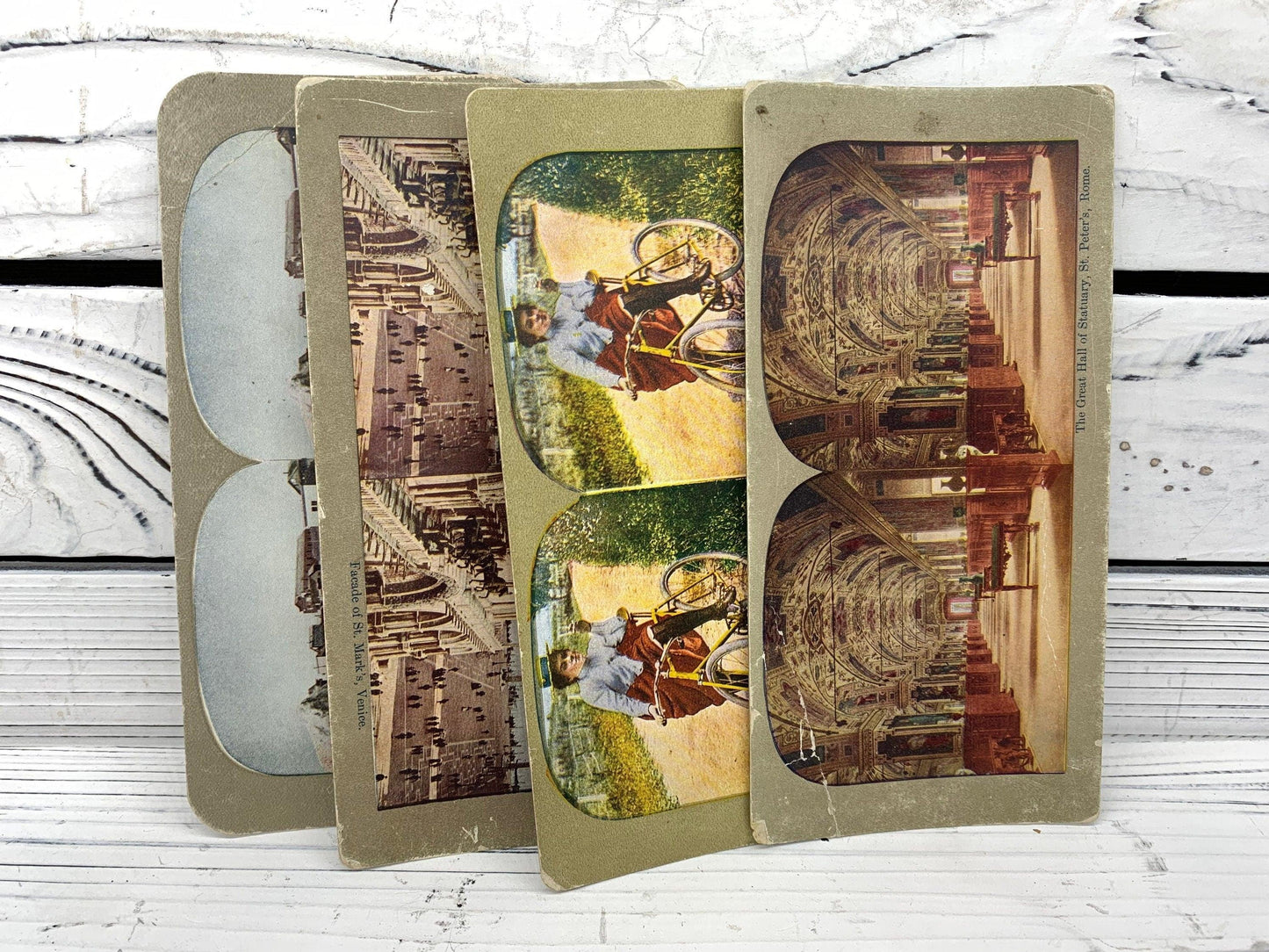 Antique Stereoscope Slides Variety Pack, Lot of 4 Stereoviewer Cards, Vintage Ephemera, Scrapbooking Cards -Located at Funkyhouse Vintage Antique Store, Weiser Idaho