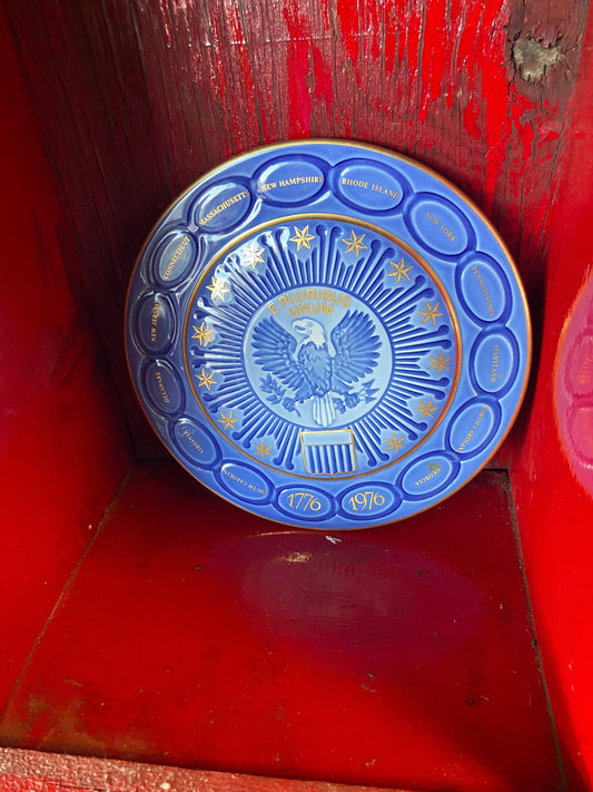 Bicentennial Plate in Blue, 1776-1976, Bald Eagle Design -Located at Funkyhouse Vintage Antique Store, Weiser Idaho