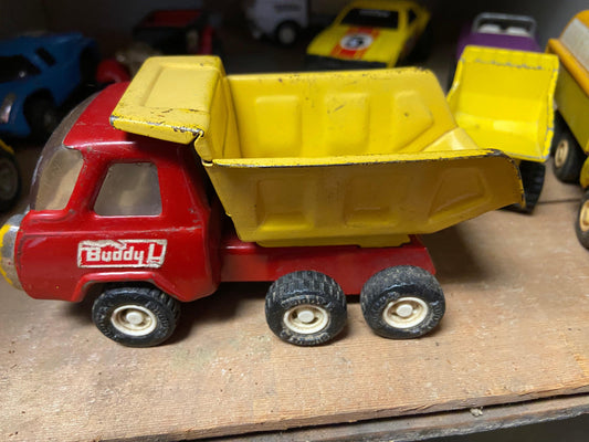 Buddy Dump Truck Toy, Red & Yellow 6 Wheeler -Located at Funkyhouse Vintage Antique Store, Weiser Idaho