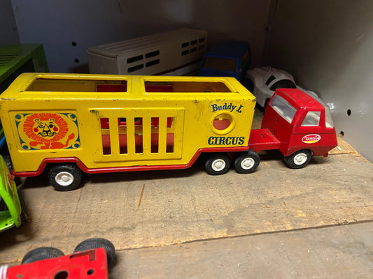 Buddy L Circus Truck, Tonka Truck and Trailer -Located at Funkyhouse Vintage Antique Store, Weiser Idaho