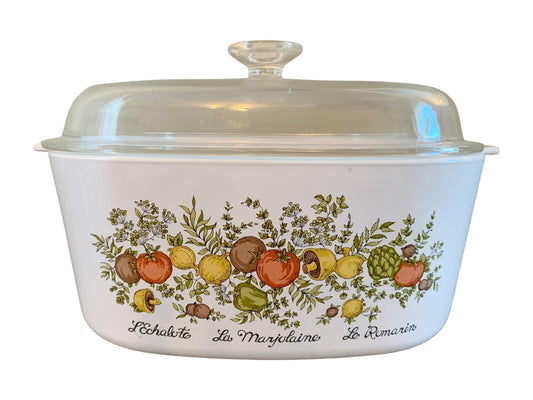 Corningware Dutch Oven, Vintage Spice Of Life Pattern Crock, A5B 5 Quart Vintage Corning Ware, Country Farmhouse Kitchen, Casserole Dish -Located at Funkyhouse Vintage Antique Store, Weiser Idaho