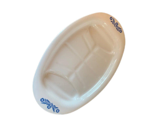 Corningware Platter, Blue Cornflower Pattern Vintage Corning Ware, White And Blue Vintage Serving Platter -Located at Funkyhouse Vintage Antique Store, Weiser Idaho
