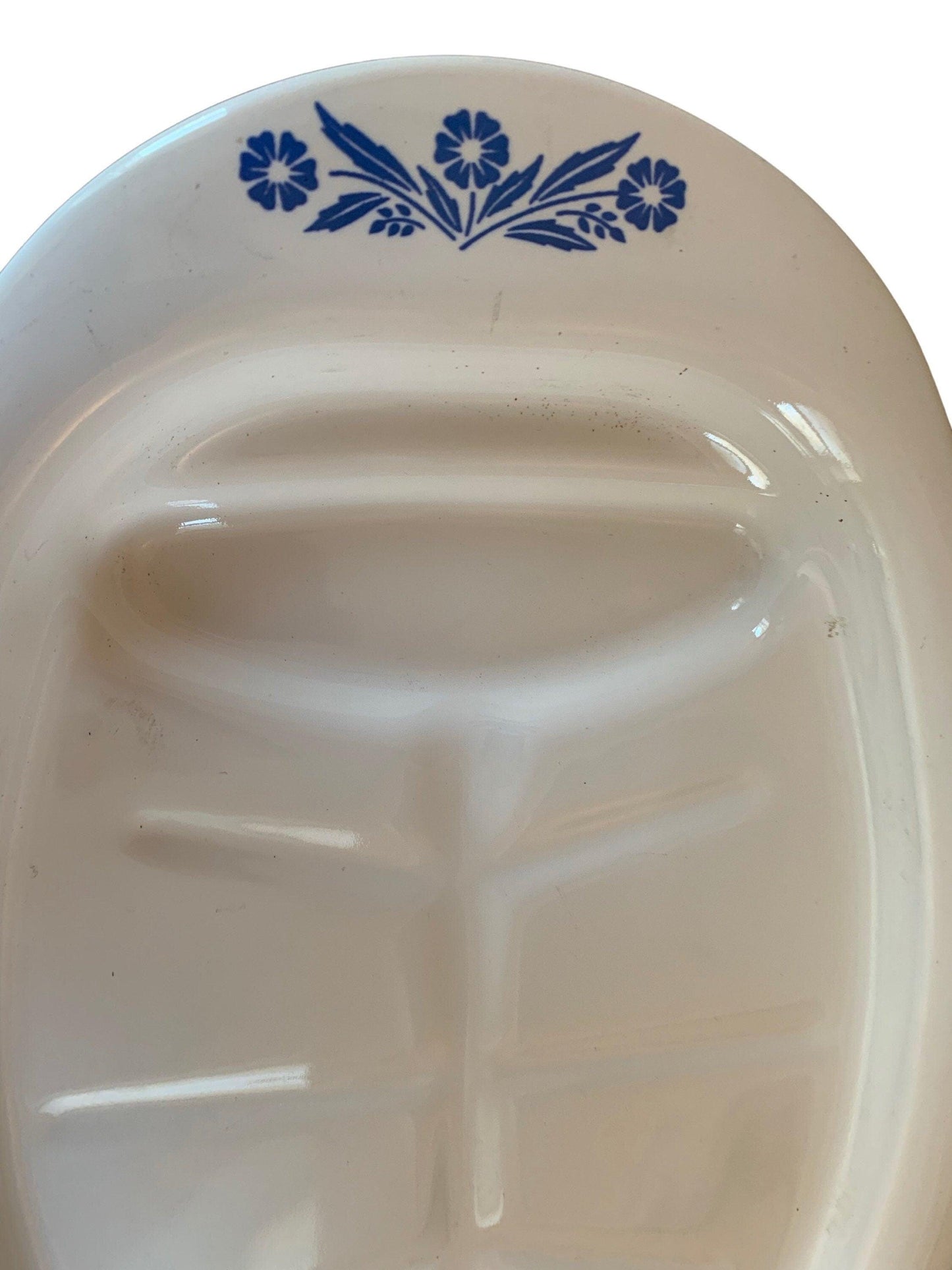 Corningware Platter, Blue Cornflower Pattern Vintage Corning Ware, White And Blue Vintage Serving Platter -Located at Funkyhouse Vintage Antique Store, Weiser Idaho