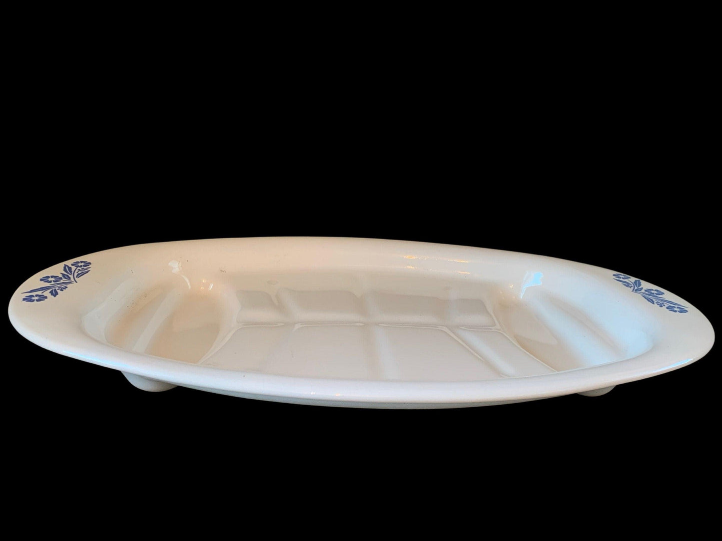 Corningware Platter, Blue Cornflower Pattern Vintage Corning Ware, White And Blue Vintage Serving Platter -Located at Funkyhouse Vintage Antique Store, Weiser Idaho