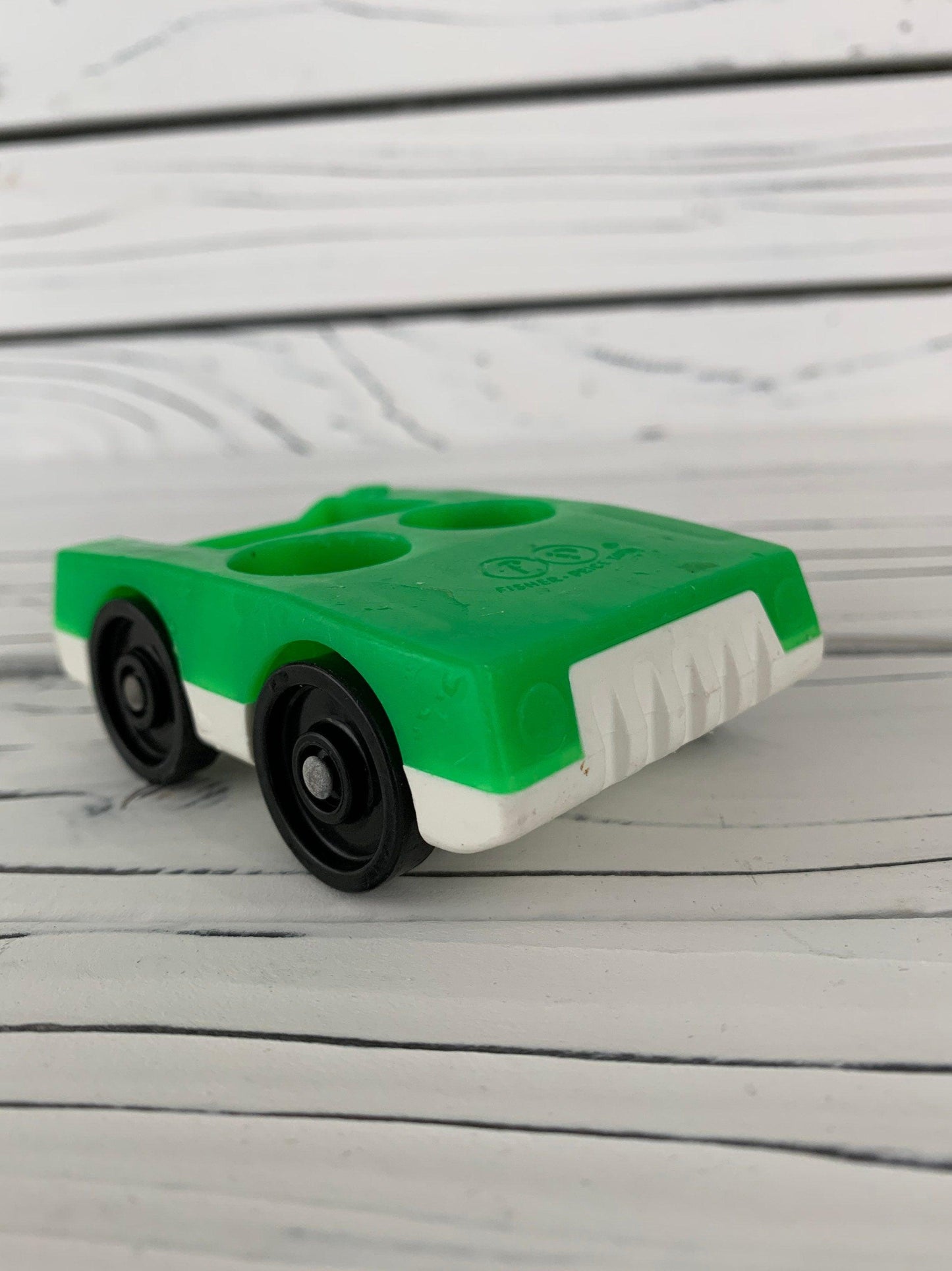 Fisher Price Car, Vintage Little People Green And White Vehicle -Located at Funkyhouse Vintage Antique Store, Weiser Idaho