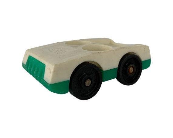 Fisher Price Car, Vintage Little People White and Green Vehicle -Located at Funkyhouse Vintage Antique Store, Weiser Idaho