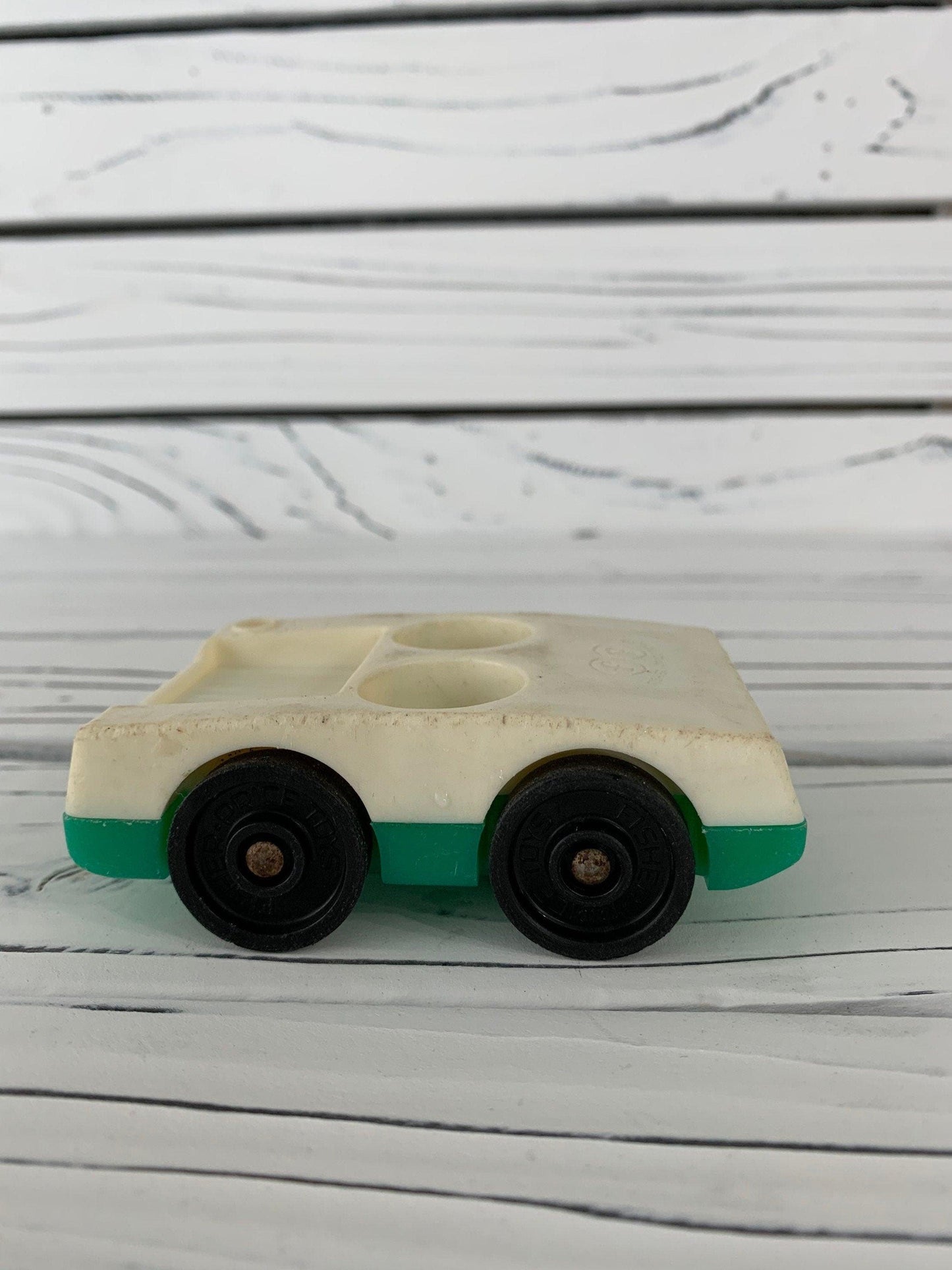 Fisher Price Car, Vintage Little People White and Green Vehicle -Located at Funkyhouse Vintage Antique Store, Weiser Idaho