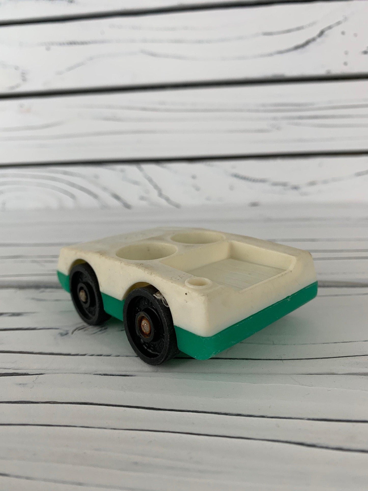 Fisher Price Car, Vintage Little People White and Green Vehicle -Located at Funkyhouse Vintage Antique Store, Weiser Idaho