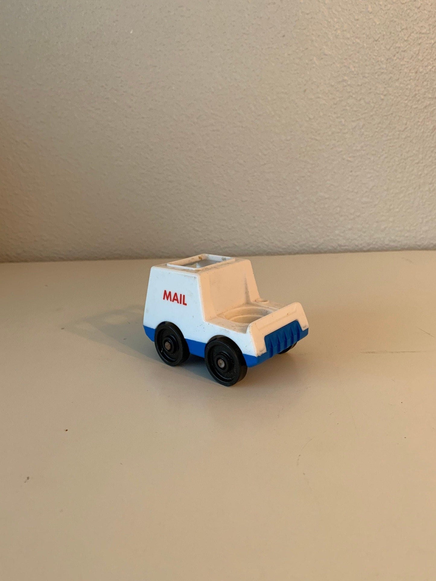 Fisher Price Mail Truck, Vintage Little People White and Blue Mail Van or Car -Located at Funkyhouse Vintage Antique Store, Weiser Idaho