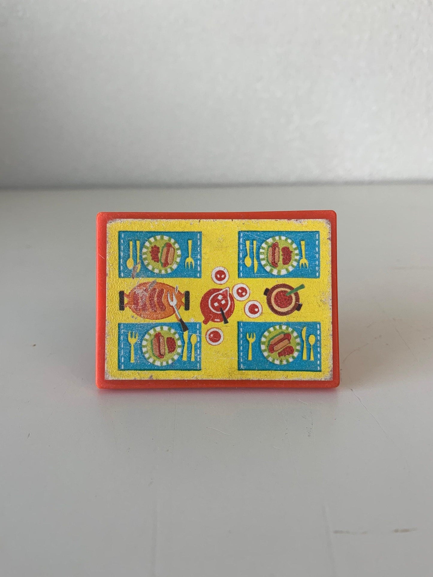 Fisher Price Table, Vintage Little People Dining Orange Red and Yellow Dining Table -Located at Funkyhouse Vintage Antique Store, Weiser Idaho