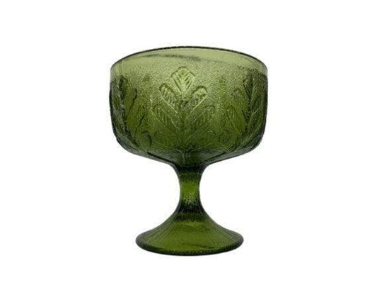 FTD Emerald Green Compote Dish, 1975 Glassware, Vintage Fruit Bowl Goblet -Located at Funkyhouse Vintage Antique Store, Weiser Idaho