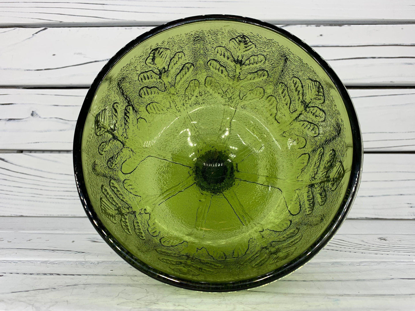 FTD Emerald Green Compote Dish, 1975 Glassware, Vintage Fruit Bowl Goblet -Located at Funkyhouse Vintage Antique Store, Weiser Idaho