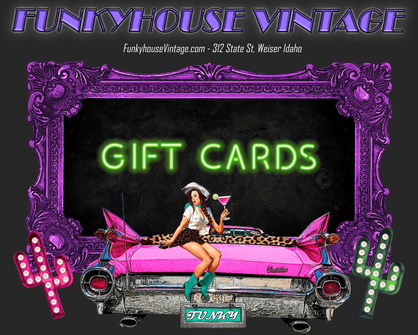 Funkyhouse Vintage Gift Card -Located at Funkyhouse Vintage Antique Store, Weiser Idaho