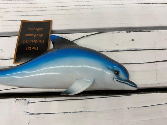 Hand Painted Dolphin, The CIT Wall Plaque Collection, Hanging Nautical Decor -Located at Funkyhouse Vintage Antique Store, Weiser Idaho