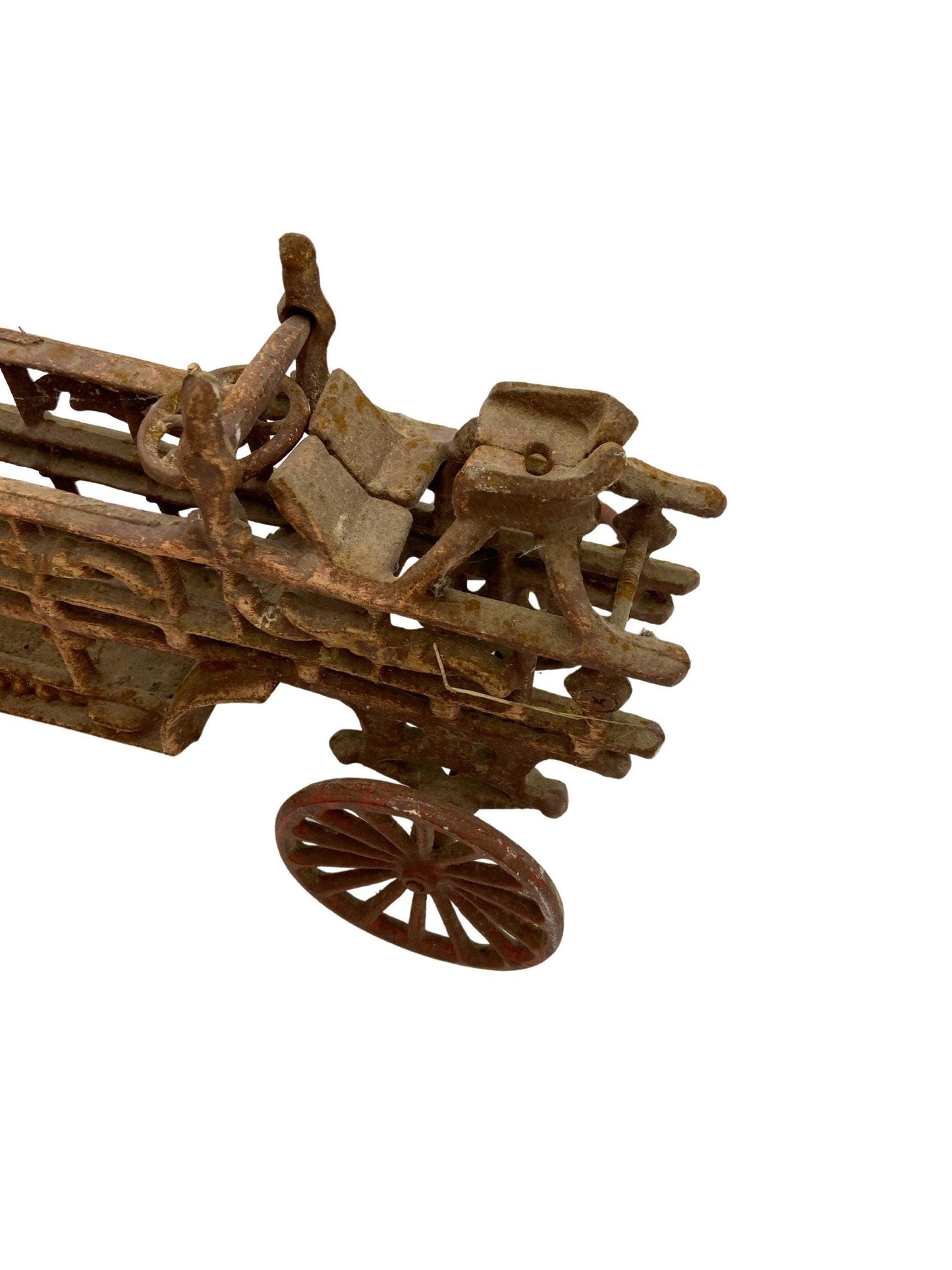 Horse Drawn Fire Wagon, Vintage Cast Iron Toy, Antique Horse And Buggy, Toy Collector Gift, Farm Collectible, Die Cast Metal Toy -Located at Funkyhouse Vintage Antique Store, Weiser Idaho