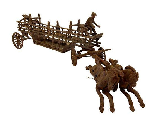 Horse Drawn Fire Wagon, Vintage Cast Iron Toy, Antique Horse And Buggy, Toy Collector Gift, Farm Collectible, Die Cast Metal Toy -Located at Funkyhouse Vintage Antique Store, Weiser Idaho