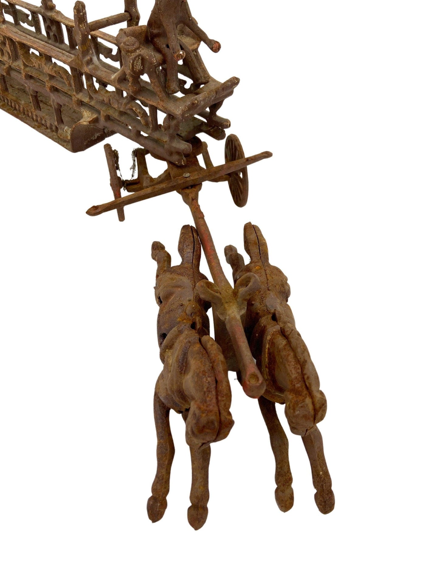 Horse Drawn Fire Wagon, Vintage Cast Iron Toy, Antique Horse And Buggy, Toy Collector Gift, Farm Collectible, Die Cast Metal Toy -Located at Funkyhouse Vintage Antique Store, Weiser Idaho