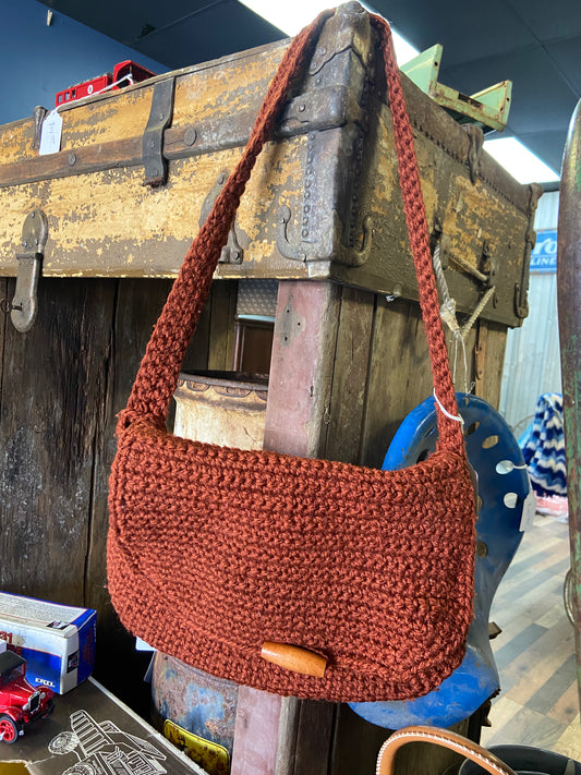Crochet Purse in Brown 1970s