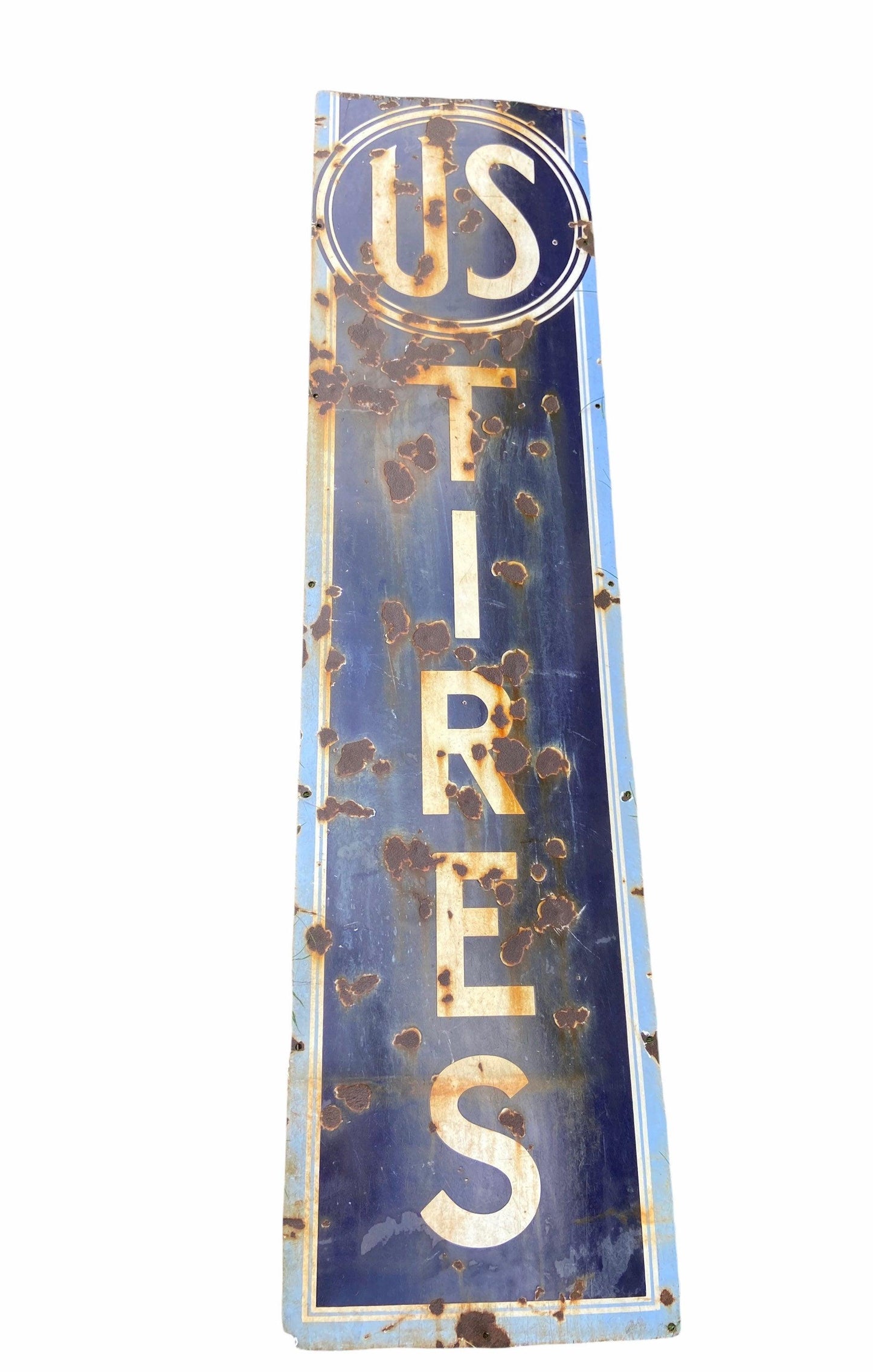 Large Vintage US Tires Porcelain Sign, Gift for Him, Man Gifts, Antique Gas Station Sign Advertising, Man Cave or Garage Decor, Automotive -Located at Funkyhouse Vintage Antique Store, Weiser Idaho