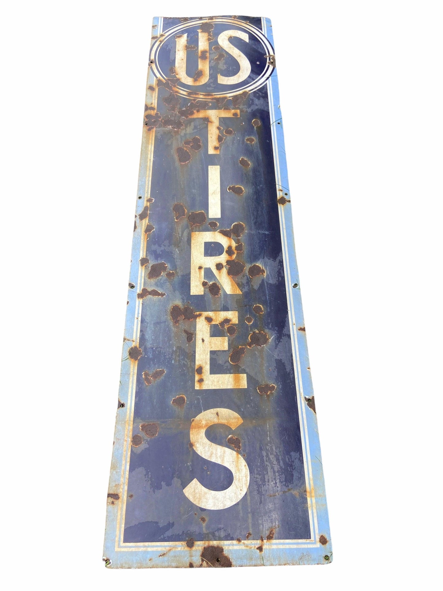 Large Vintage US Tires Porcelain Sign, Gift for Him, Man Gifts, Antique Gas Station Sign Advertising, Man Cave or Garage Decor, Automotive -Located at Funkyhouse Vintage Antique Store, Weiser Idaho