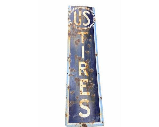 Large Vintage US Tires Porcelain Sign, Gift for Him, Man Gifts, Antique Gas Station Sign Advertising, Man Cave or Garage Decor, Automotive -Located at Funkyhouse Vintage Antique Store, Weiser Idaho