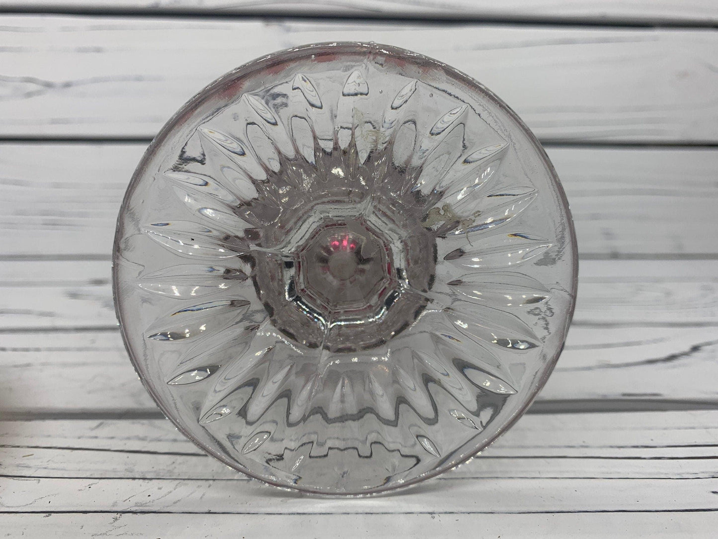Lead Crystal Vase Small, Red Clear Crystal Vase Made In Germany With Intricate Design -Located at Funkyhouse Vintage Antique Store, Weiser Idaho
