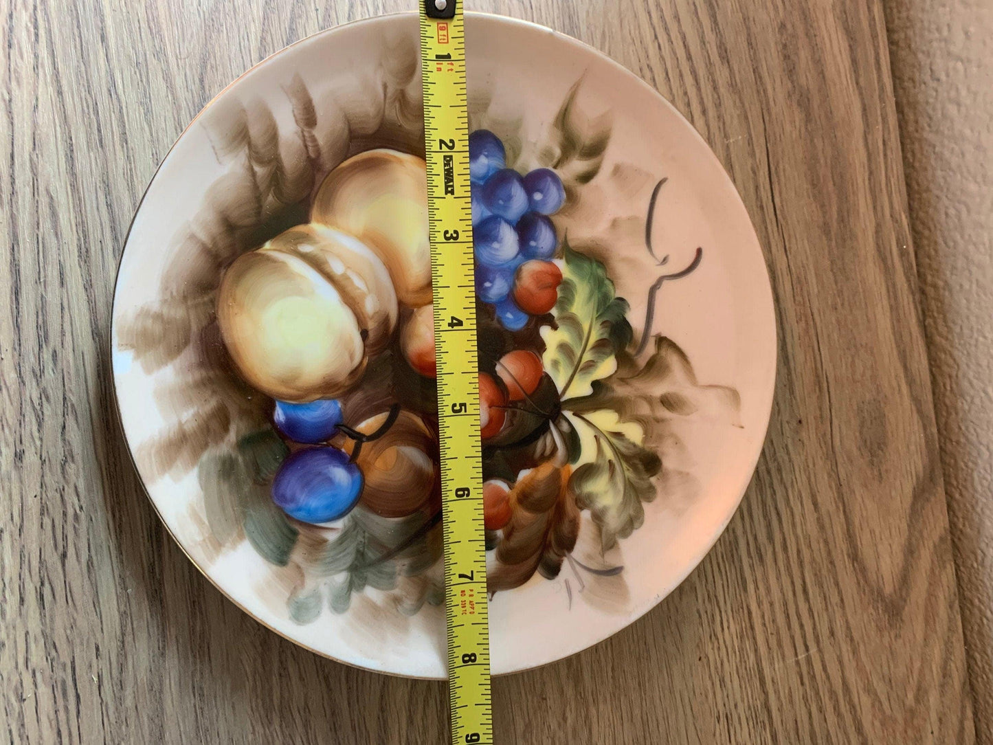 Lefton China Plate, Hand Painted Fruit with Gold Trim, Vintage Porcelain Wall Hanging Plate Made in Japan -Located at Funkyhouse Vintage Antique Store, Weiser Idaho