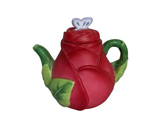 Miniature Teapot By Avon, Red Rose Seasons Harvest, Ceramic Tea Pot Made In 1995 -Located at Funkyhouse Vintage Antique Store, Weiser Idaho