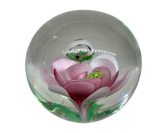 Murano Blown Art Glass Flower Paper Weight, Floral Landscape Scene -Located at Funkyhouse Vintage Antique Store, Weiser Idaho