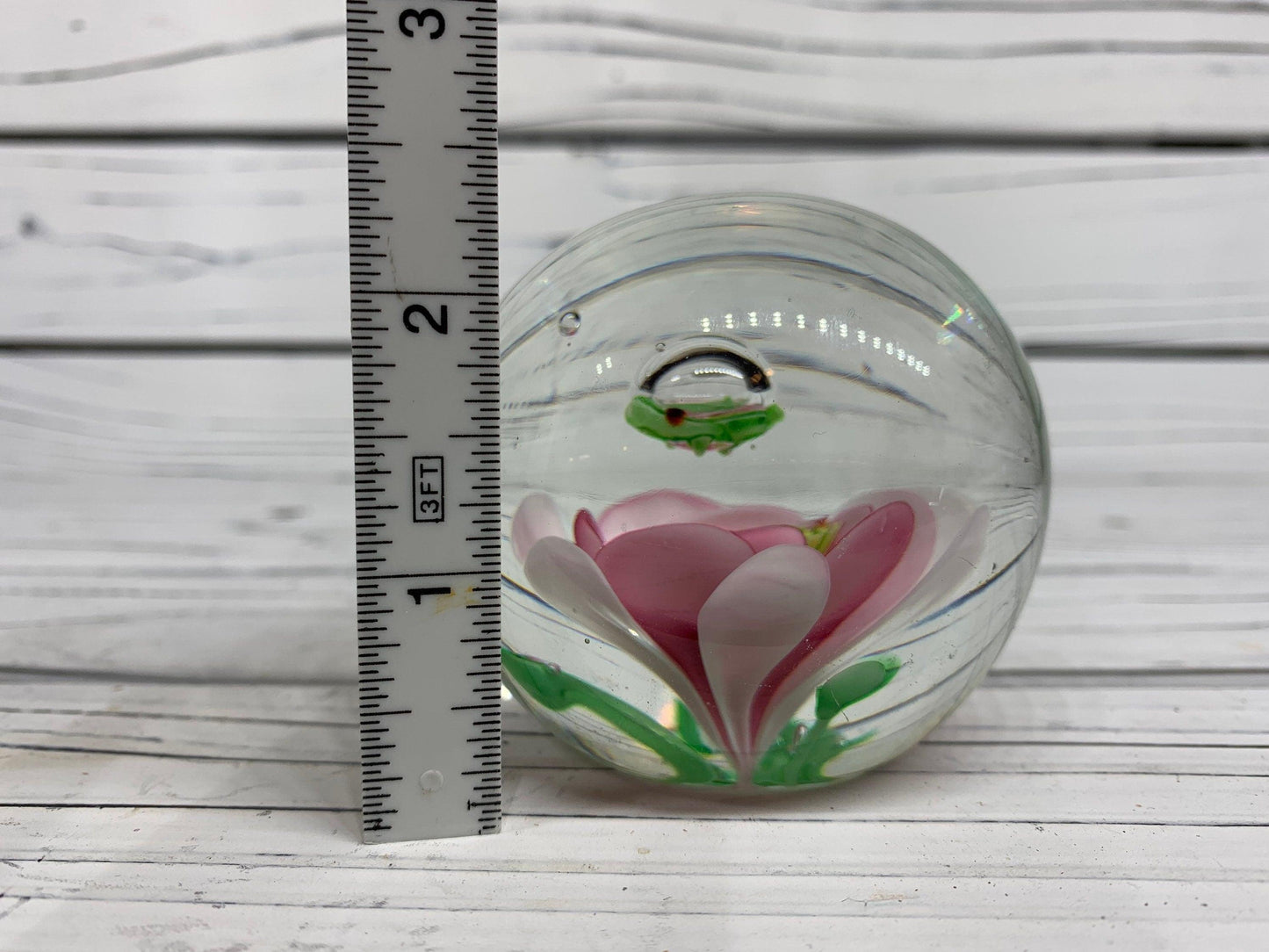 Murano Blown Art Glass Flower Paper Weight, Floral Landscape Scene -Located at Funkyhouse Vintage Antique Store, Weiser Idaho
