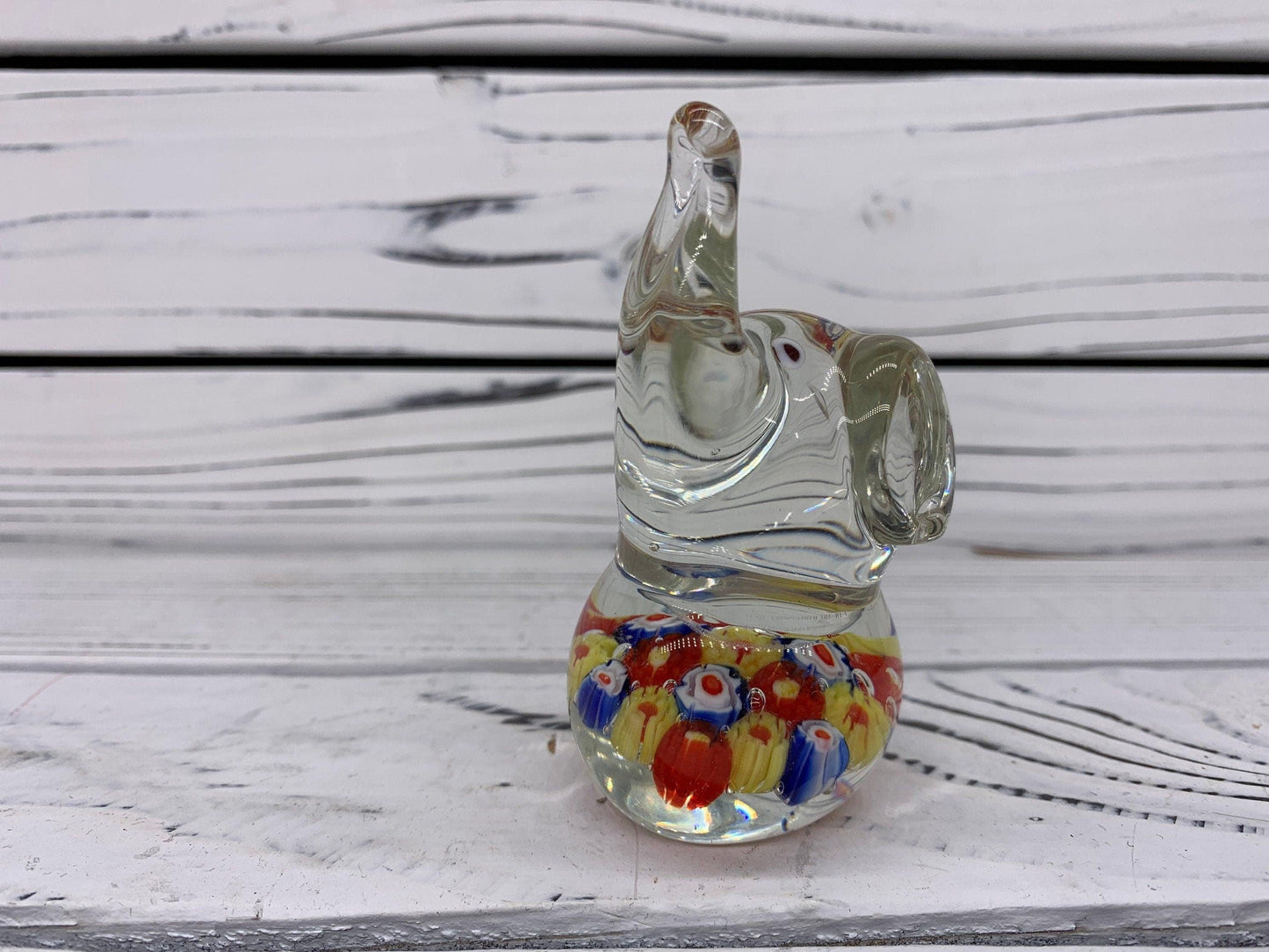 Murano Blown Art Glass Millefiori Elephant Sculpture, Italian Art Paper Weight -Located at Funkyhouse Vintage Antique Store, Weiser Idaho