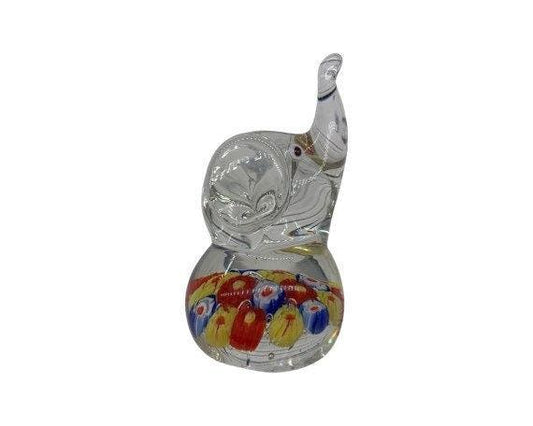 Murano Blown Art Glass Millefiori Elephant Sculpture, Italian Art Paper Weight -Located at Funkyhouse Vintage Antique Store, Weiser Idaho