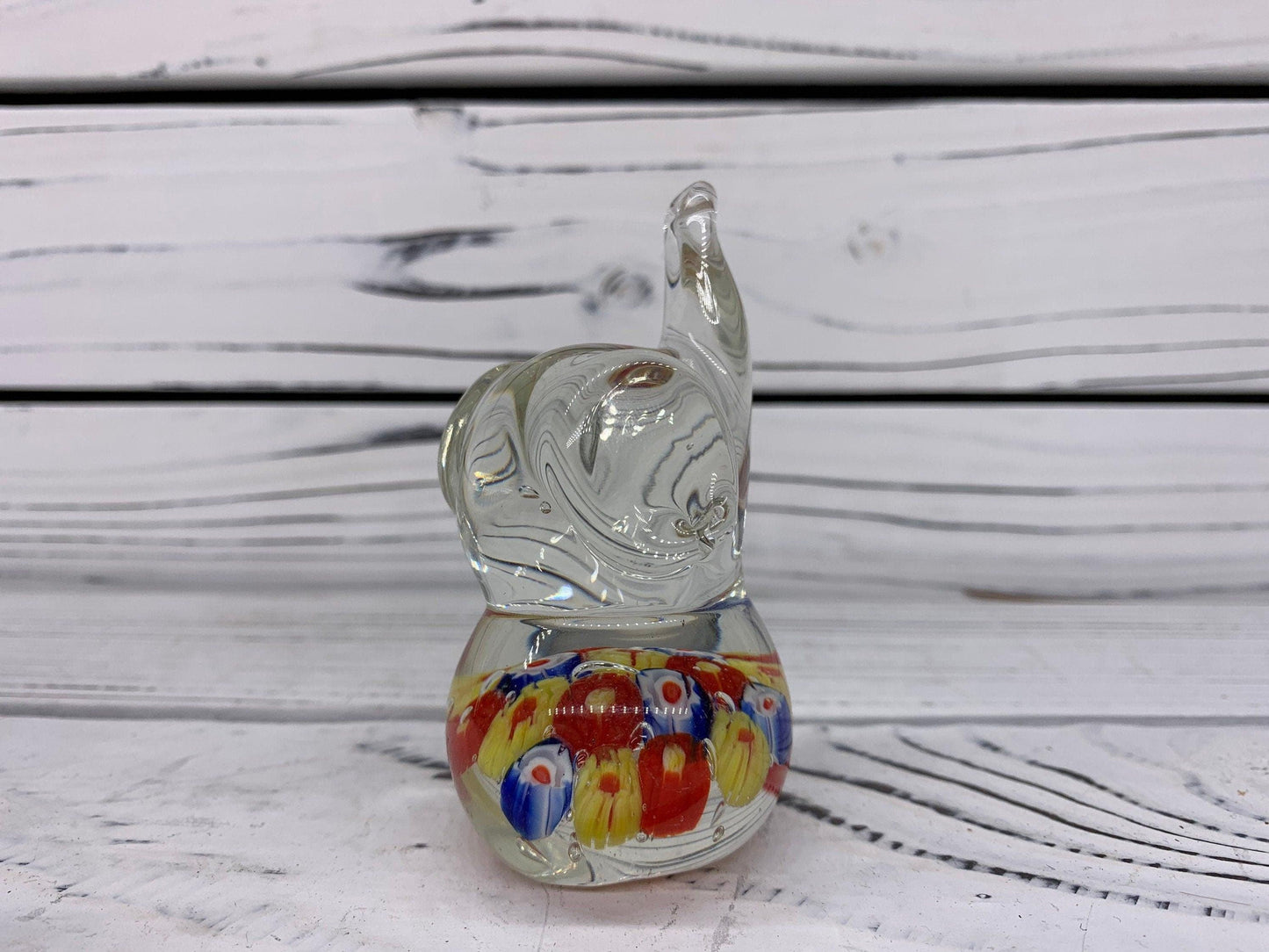 Murano Blown Art Glass Millefiori Elephant Sculpture, Italian Art Paper Weight -Located at Funkyhouse Vintage Antique Store, Weiser Idaho