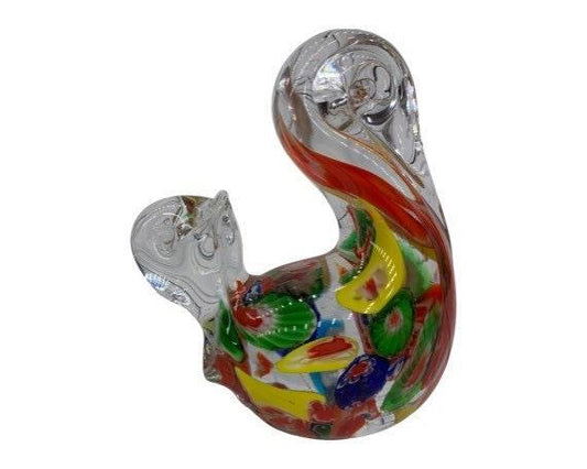 Murano Blown Art Glass Millefiori Squirrel Sculpture, Italian Art Paper Weight -Located at Funkyhouse Vintage Antique Store, Weiser Idaho
