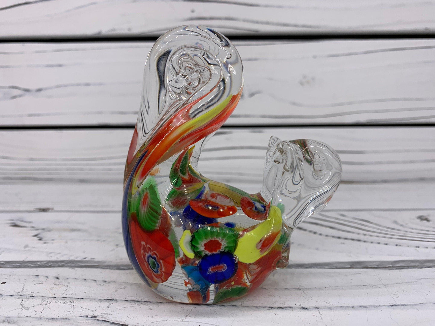 Murano Blown Art Glass Millefiori Squirrel Sculpture, Italian Art Paper Weight -Located at Funkyhouse Vintage Antique Store, Weiser Idaho