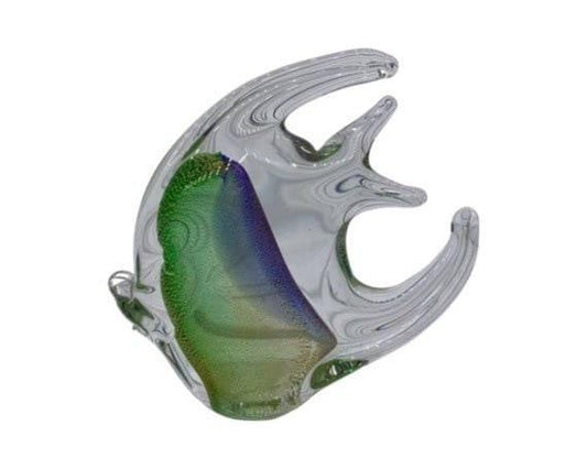Murano Blown Glass Fish Sculpture, Shimmering Green, Purple and Gold Dust Italian Art -Located at Funkyhouse Vintage Antique Store, Weiser Idaho